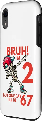 Vista 2 de Bruh I'm 2 But One-Day I'll Be 67 Retro 2nd Birthday Kids Case for iPhone XR