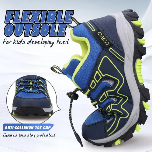 Vista 3 de UOVO Tenis para niños y niñas, para senderismo, correr, caminar al aire libre, tenis impermeables antideslizantes