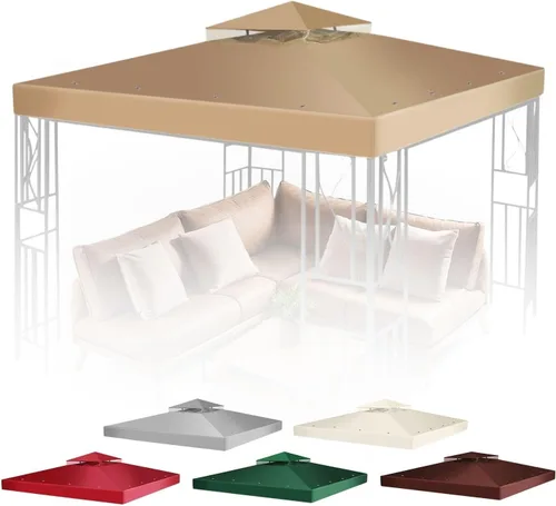 Vista 11 de Flexzion Cubierta de repuesto para toldo de 8 x 8 pies (7.9 ft x 7.9 ft), cubierta superior de doble nivel con protección UV30+, resistente a