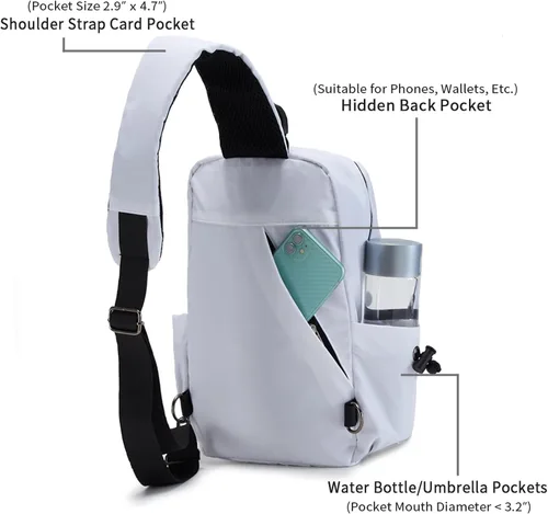 Vista 3 de Mochila ligera resistente al agua para hombres y mujeres, bolso cruzado de hombro pequeño para caminar, viajes, ciclismo, Mochilas Sling