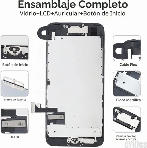 Vista 2 de Pantalla de repuesto para iPhone 7 con botón de inicio 4.7", color negro