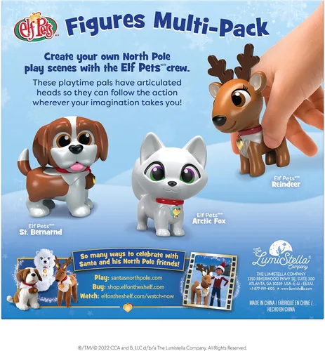 Vista 4 de The Elf on the Shelf - El paquete múltiple de figuras de Elf Pets incluye San Bernardo, reno y zorro ártico