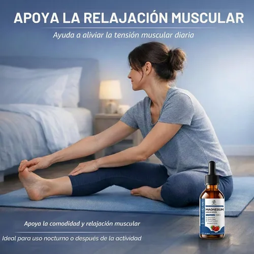 Vista 6 de Gotas de glicinato de magnesio líquido para apoyo al sueño y calma nocturna, gotas de magnesio con manzanilla, ashwagandha, L-teanina y GABA