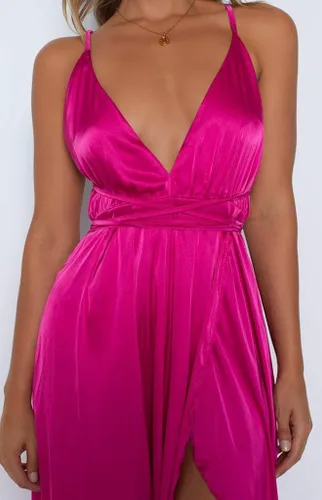 Vista 3 de Yimeili vestido largo de fiesta para mujer vestido de cóctel sexy satinado con cuello en V profundo espalda descubierta y abertura 30colores S-XXL