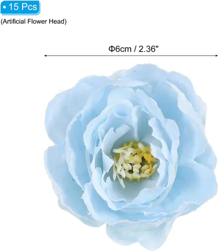 Vista 2 de PATIKIL Cabeza de flores artificiales, 15 cabezas de flores falsas, cabezas de peonía de seda a granel, flores de simulación para ramos de flores