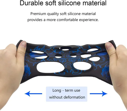 Vista 5 de BRHE - Funda protectora de silicona con agarre antideslizante para PS4 SlimPS4 Pro WirelessWirelessWired Gamepad con 2 tapas de agarre de pulgar