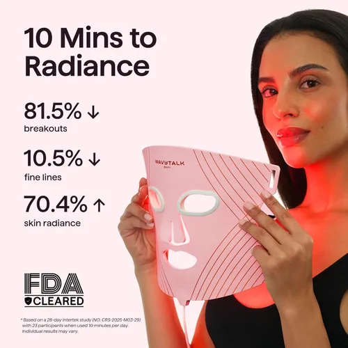 Vista 2 de Wavytalk Máscara de terapia de luz roja para cara, ELLE mejor herramienta Rosa