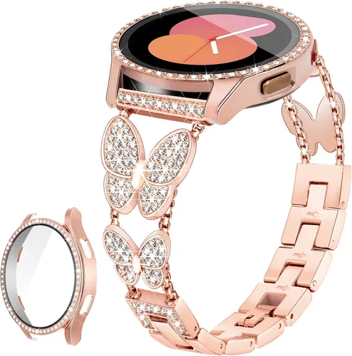 Vista 9 de Correa de mariposa para Samsung Galaxy Watch 4 Band y Galaxy Watch 5 Band-1.575 pulgadas con protector de pantalla, 0.787 pulgadas (0.787 in) correa