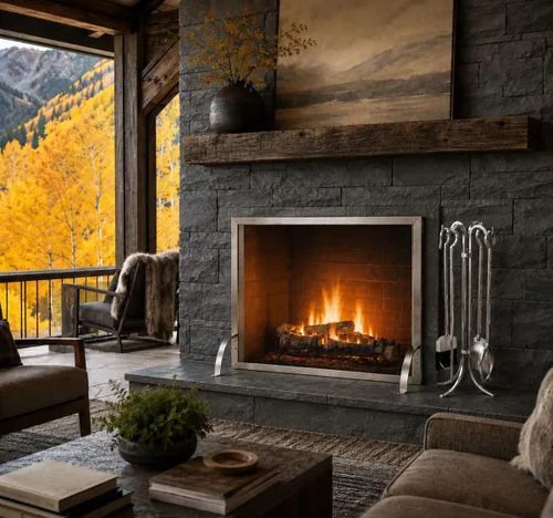 Vista 2 de Pilgrim Home and Hearth 18257 Newport - Pantalla para chimenea de un solo panel, acero inoxidable