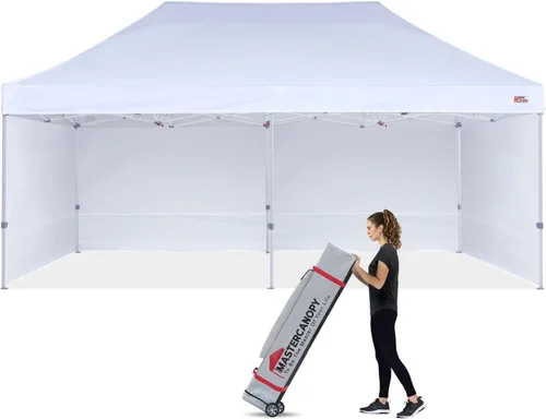 Vista 6 de MASTERCANOPY Carpa Plegable Resistente con Paredes Laterales (10x15, Blanco)