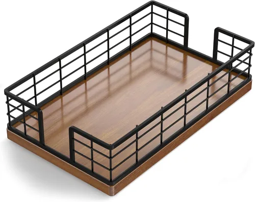 Vista 40 de Servilletero para mesa, dispensador de servilletas de hierro de acacia para cocina, mesa de comedor, granja, cóctel, picnic, soportes de madera