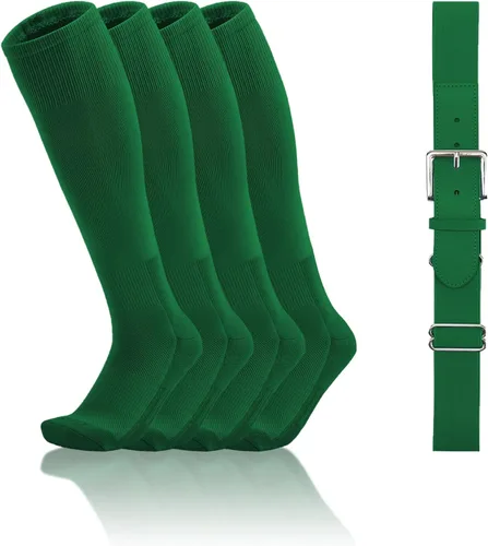 Vista 17 de QBK Conjunto combinado de calcetines y cinturón de béisbol para niños y niñas (2 pares de calcetines y 1 cinturón)