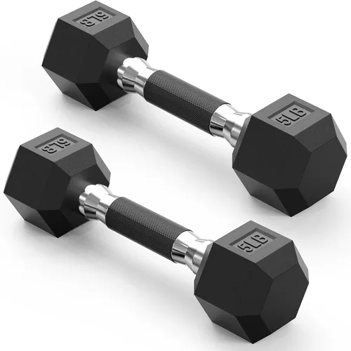 Vista 19 de Hex Dumbbell Set 2.5-100lb, Rubber Grip Dumbbells, Home Gym Complete & Durable Cast Iron Core Odorless Antiroll Hex Shape Ergonomic Versatile Home