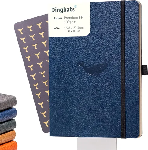 Vista 9 de Dingbats* Cuaderno de Escritura con Líneas de Vida Silvestre A5 - Tapa Dura de Cuero Vegano - Ideal para Trabajo, Viajes - Bolsillo, Cierre Elástico