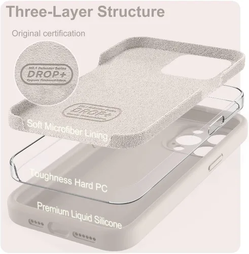 Vista 3 de Compatible con Funda para iPhone 15 Pro Max, Silicona Mejorada [Protección de Cámara] [Forro de Microfibra Suave] Funda de Goma de Gel Delgada Piedra