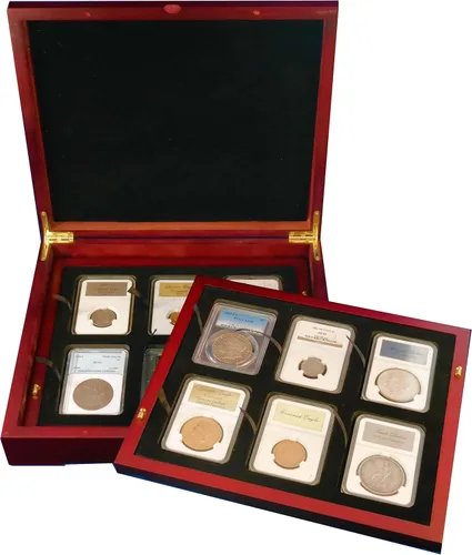 Vista 5 de Caja de exhibición de monedas de dos bandejas para cápsulas, certificadas, estilo losa o monedas de desafío, sin bandejas