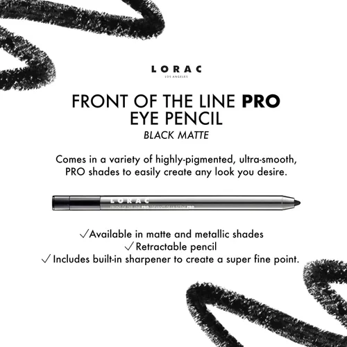 Vista 2 de LORAC Front Line PRO - Lápiz delineador de ojos impermeable, color negro mate, de larga duración, sacapuntas de maquillaje, alta precisión