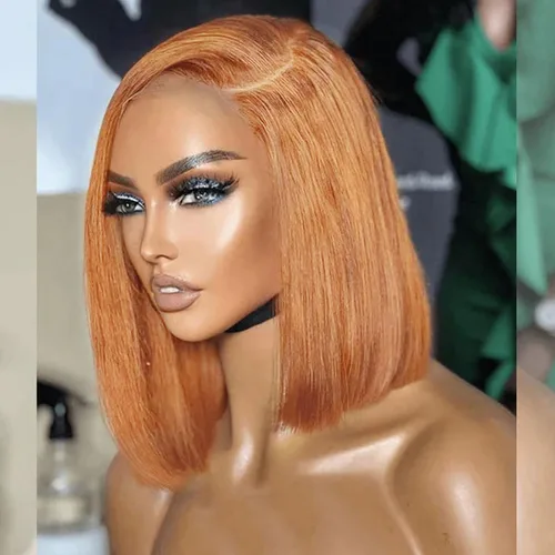 Vista 17 de Peluca Bob de pelo humano 13x4 encaje frontal HD estilo Bob corta y recta con parte lateral para mujeres negras, pelo humano prearrancado, sin De