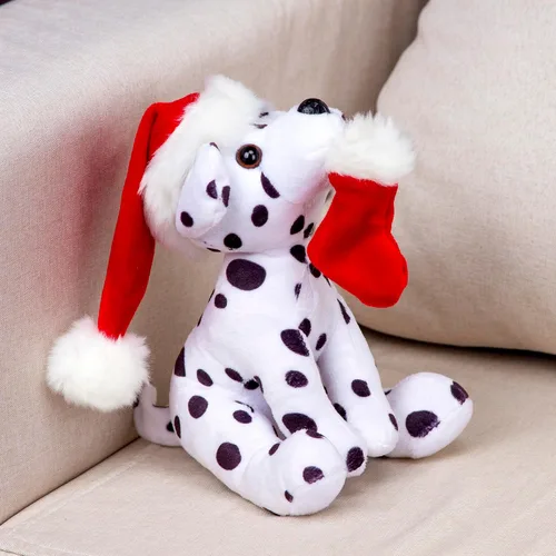Vista 4 de Plushland Pawpal de Navidad con sombrero de Papá Noel, animales de peluche, marioneta de peluche de 8 pulgadas para niños, un regalo perfecto