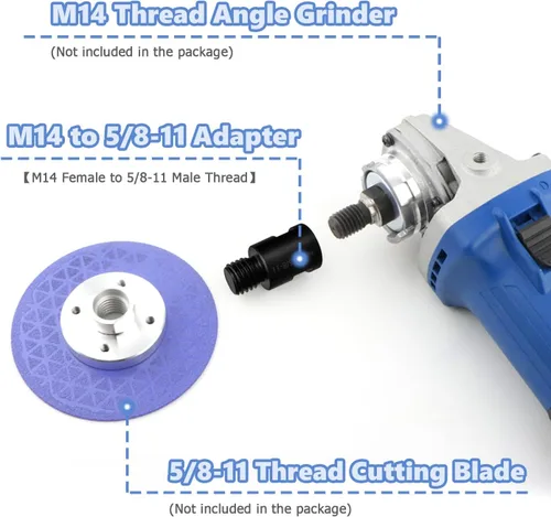 Vista 4 de Mesee 2 adaptadores de fijación para amoladora angular M14 hembra a 5/8 "-11 macho adaptador de rosca herramienta de conversión M14 adaptador