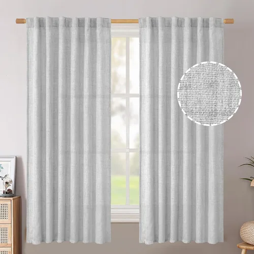 Vista 59 de BGment Cortinas cortas de lino marfil de 36 pulgadas de largo para ventanas de cocina, pequeñas cortinas texturizadas rústicas para café sobre