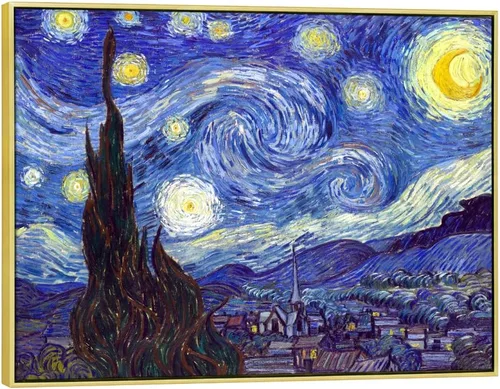 Vista 7 de Wieco Art Impresión en Lienzo de Noche Estrellada de Van Gogh Reproducción de Pinturas al Óleo Impresión en Lienzo Moderna Obra de Arte Imágenes