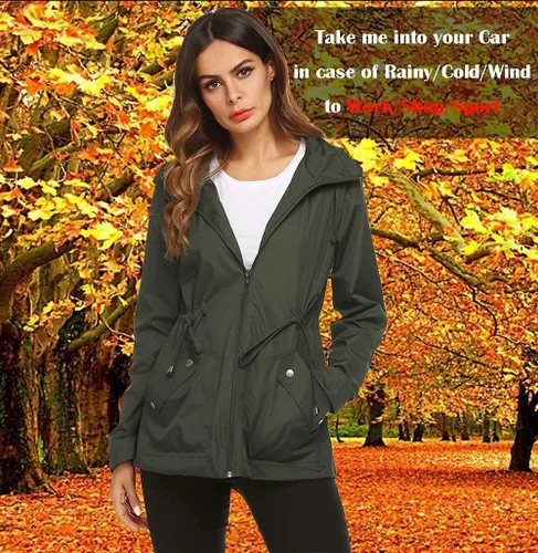 Vista 2 de ZHENWEI - Chaqueta impermeable para mujer con forro, impermeable deportivo para exteriores, caminata o viajes