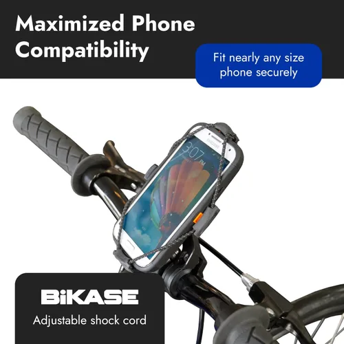 Vista 2 de BiKase ElastoKASE - Soporte universal para teléfono para bicicleta, soporte de manillar de goma flexible para teléfonos inteligentes, agarre seguro