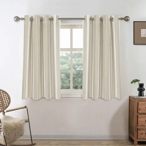 Vista 82 de DriftAway Chris Linen - Cortinas opacas con capa térmica y reductora de sonido, 63 pulgadas de largo para dormitorio, cortinas estampadas a rayas