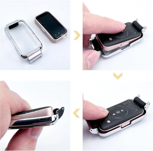 Vista 8 de HOPMC - Correa de repuesto ajustable de acero inoxidable compatible con correa de metal Huawei Band 7/8 plateado