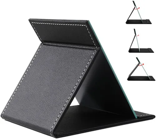 Vista 4 de JOLY Protable - Espejo plegable de piel sintética para maquillaje con soporte ajustable para uso personal, viajes (S, rojo)