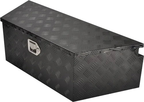 Vista 4 de suntonmoto Caja de herramientas de aluminio de 39 pulgadas de ancho con cerradura y llaves, organizador de almacenamiento impermeable para camión