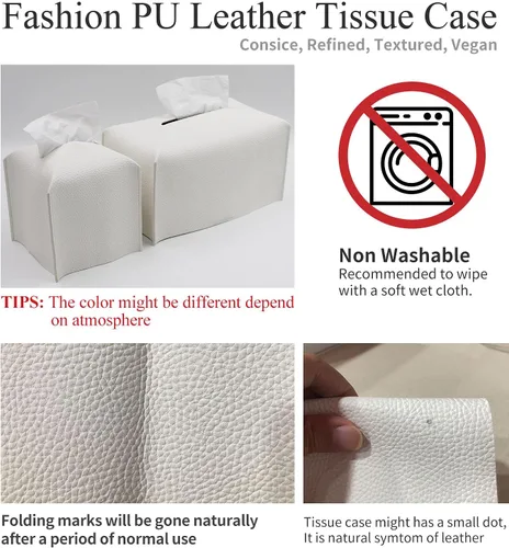 Vista 6 de Livelab Funda para caja de pañuelos, cuadrada, decorativa, de piel sintética, soporte para caja de pañuelos moderna, organizador de papel facial