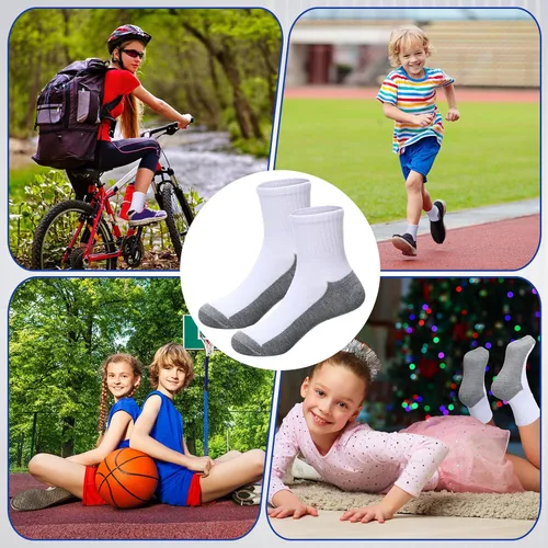 Vista 7 de Ramede 100 pares de calcetines para niños, calcetines acolchados para niños, calcetines tobilleros suaves y acanalados para niñas, calcetines