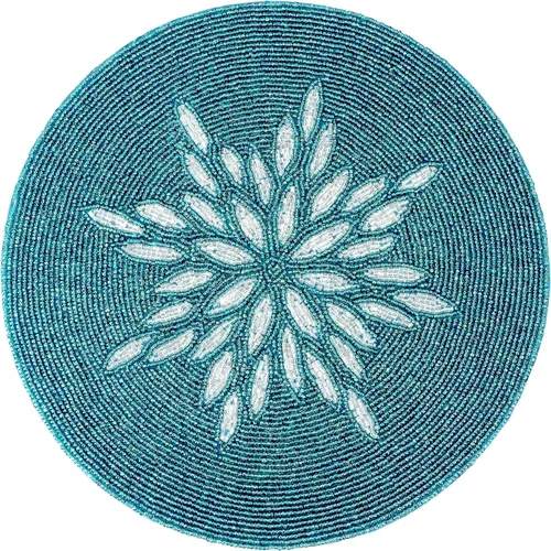 Vista 17 de Manteles individuales de 13 pulgadas con cuentas redondas para mesa de comedor - Manteles decorativos con cuentas de vidrio y respaldo de algodón