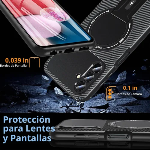 Vista 6 de Funda OWKEY Samsung Galaxy A13 5G, Funda Magnética para Teléfono con Soporte y Protector de Pantalla, Funda Protectora Antihuellas y a Prueba de A13
