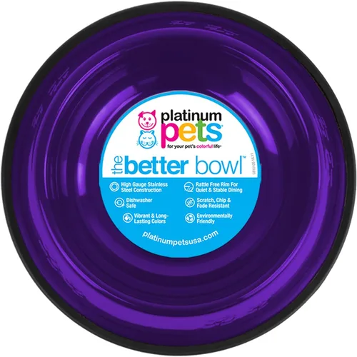 Vista 5 de Platinum Pets - tazón de acero inoxidable para gatos y perros que no se vuelca