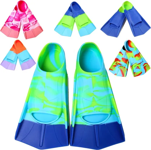Vista 7 de Aletas de Natación para Niños, Aletas Cortas Cómodas para Natación de Vueltas y Entrenamiento para Niños, Niñas, Niños, Principiantes