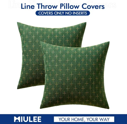 Vista 195 de MIULEE - Juego de 2 fundas de almohada decorativas de lino de arpillera navideñas, modernas, estilo campestre, rústicas, tejidas, con textura