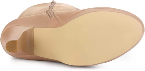 Vista 6 de Allegra K Botas altas hasta la rodilla con plataforma de tacón grueso y punta redonda para mujer
