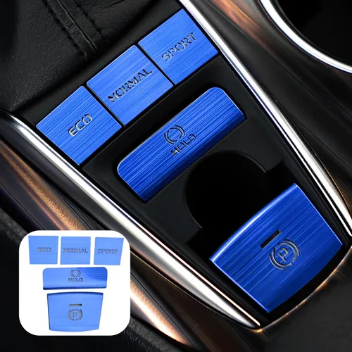 Vista 8 de 6 piezas de pegatinas para botones de panel de cambio de marcha adecuadas para Toyota Camry Hybrid 2018-2023, parche de aleación de aluminio