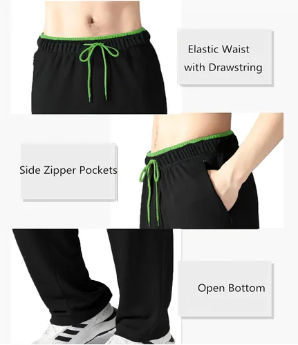 Vista 5 de GODISHARK Pantalones deportivos ligeros para hombre, con parte inferior abierta, bolsillos con cremallera, para entrenamiento, gimnasio, correr