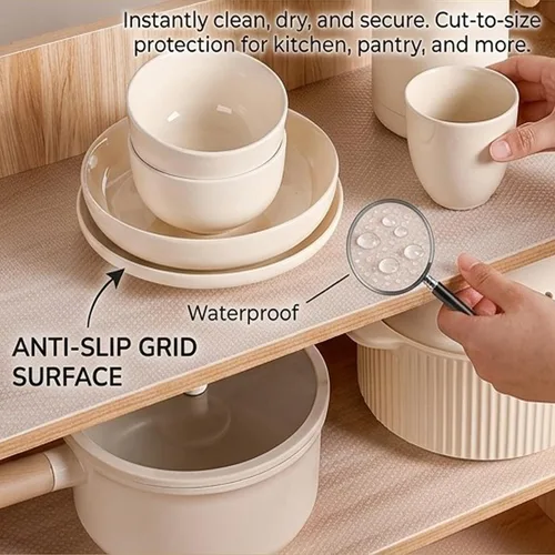 Vista 2 de Revestimientos para armarios de cocina de 10 pulgadas de ancho x 20 pies, no adhesivos, antideslizantes, impermeables, de agarre fuerte
