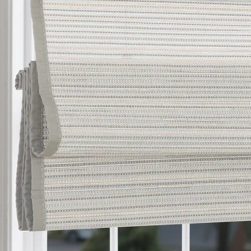 Vista 13 de Persianas romanas de bambú, persianas forradas de madera natural sin cuerda Persianas romanas de bambú con cenefa, persianas opacas inalámbricas