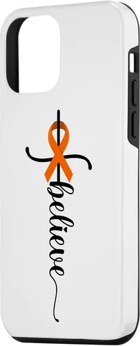 Vista 2 de iPhone 12 mini Believe Faith Survivor Warrior Orange Ribbon Estuche para cáncer de riñón