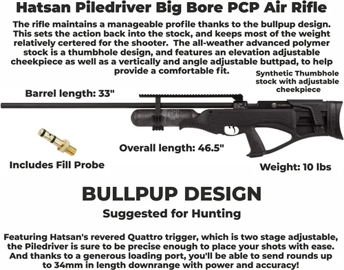Vista 5 de Piledriver Bullpup - Rifle de aire PCP con palanca lateral con paquete incluido