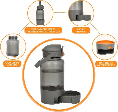 Vista 3 de Dispensador de agua portátil para perros de 50 onzas, dispensador de agua para perros para uso portátil, lo que permite una fácil hidratación