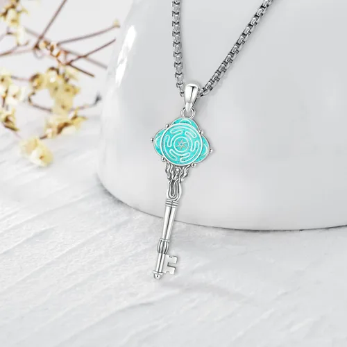 Vista 128 de Collar de pentagrama de plata de ley con triple luna, diosa celta, nudo celta, nudo de brujas, Ankh, sol y luna, Hécate, lilith, Santa Muerte