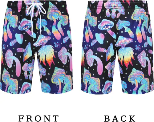 Vista 5 de ropa de festival para hombre, trajes de festival para hombres, trajes rave para hombres, camisa hawaiana de hongos para hombres, 01