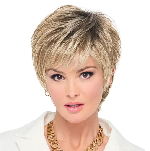 Vista 27 de Raquel Welch - Peluca corta Bob atada a mano feroz y enfocada por Hairuwear, gorra de tamaño medio, castaño iluminado por el sol RL10/12